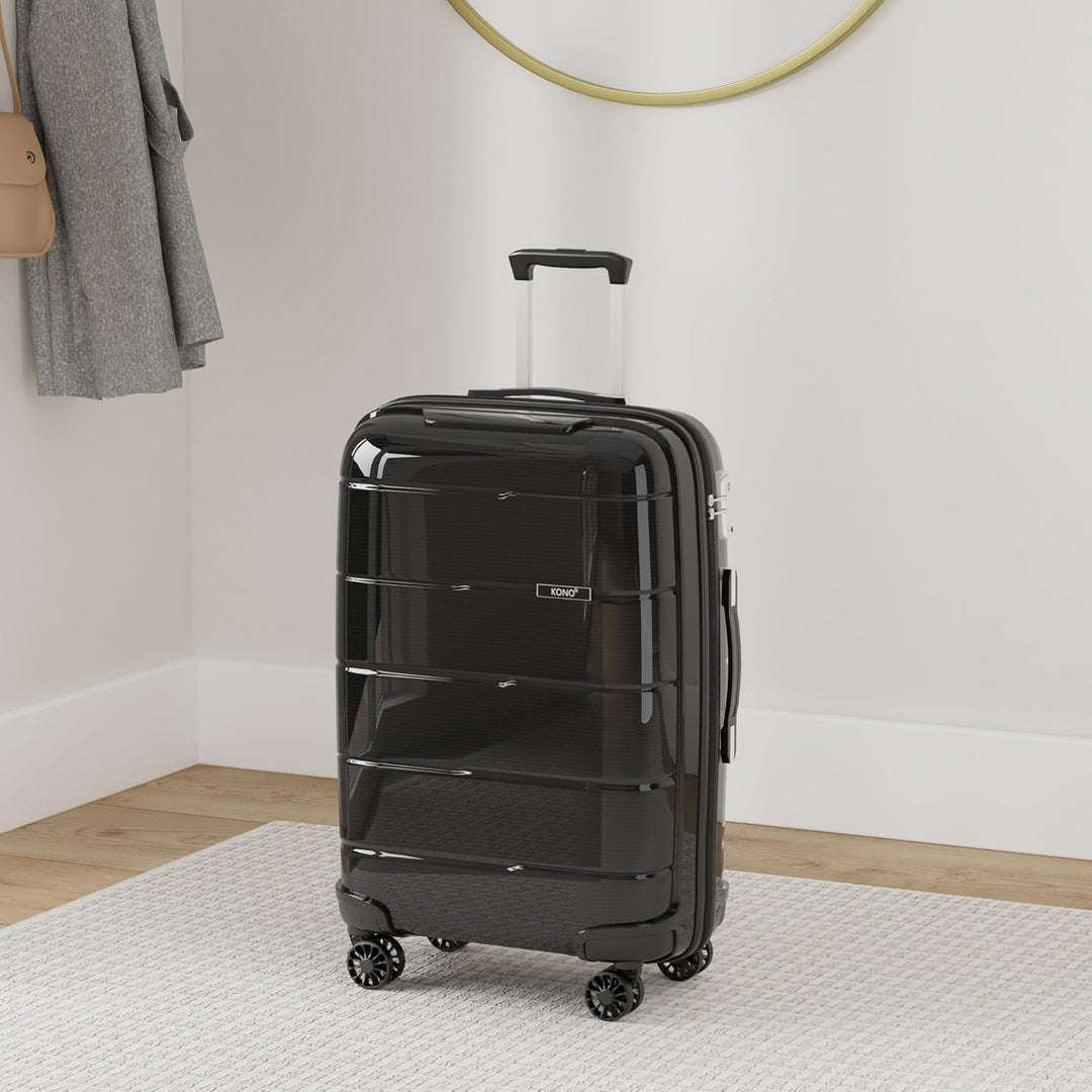 KONO Hartschalenkoffer Koffer Trolley Reisekoffer mit 4 Rollen TSA Schloss und YKK Reissverlüsse Pol