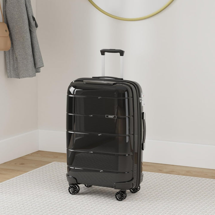 KONO Hartschalenkoffer Koffer Trolley Reisekoffer mit 4 Rollen TSA Schloss und YKK Reissverlüsse Pol