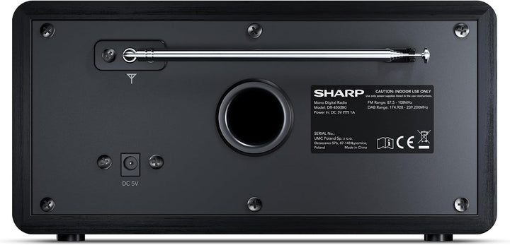 SHARP DR450 Digitalradio (DAB/DAB+/FM mit RDS, Bluetooth, Wecker-Funktionen, 6 Watt), schwarz Mono D
