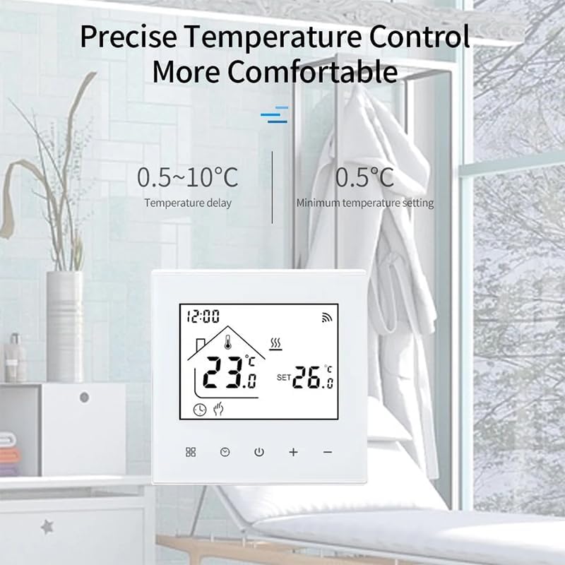 M4 Smart Wi-Fi Thermostat for Water & Underfloor Heating, 230V Digital Wall Thermostat, Tuya App Con