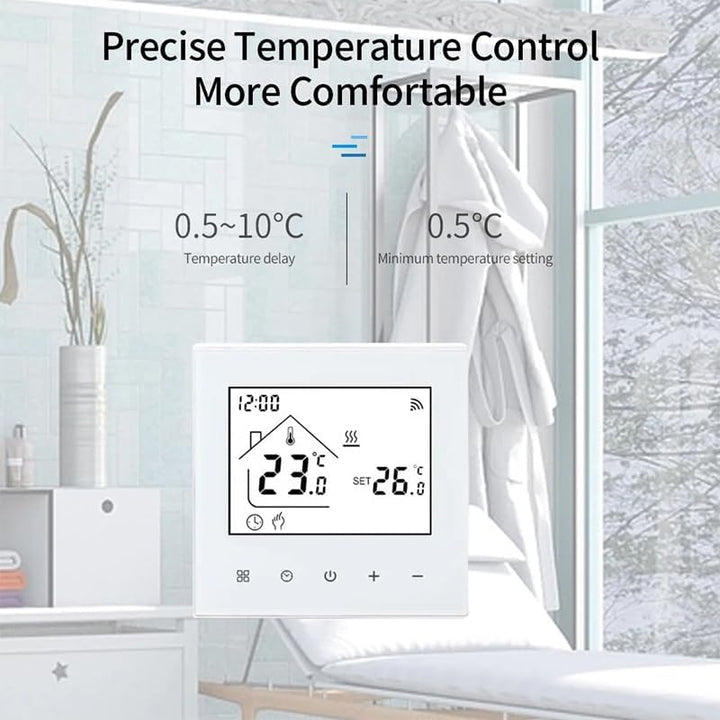 M4 Smart Wi-Fi Thermostat for Water & Underfloor Heating, 230V Digital Wall Thermostat, Tuya App Con