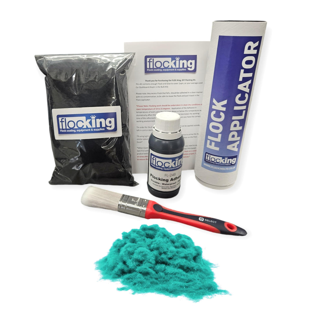 FLOC-KING DIY Flocking Kit - Flocked Dashboard - Project - Nylon Flock - Durable Finish (Light Turqu