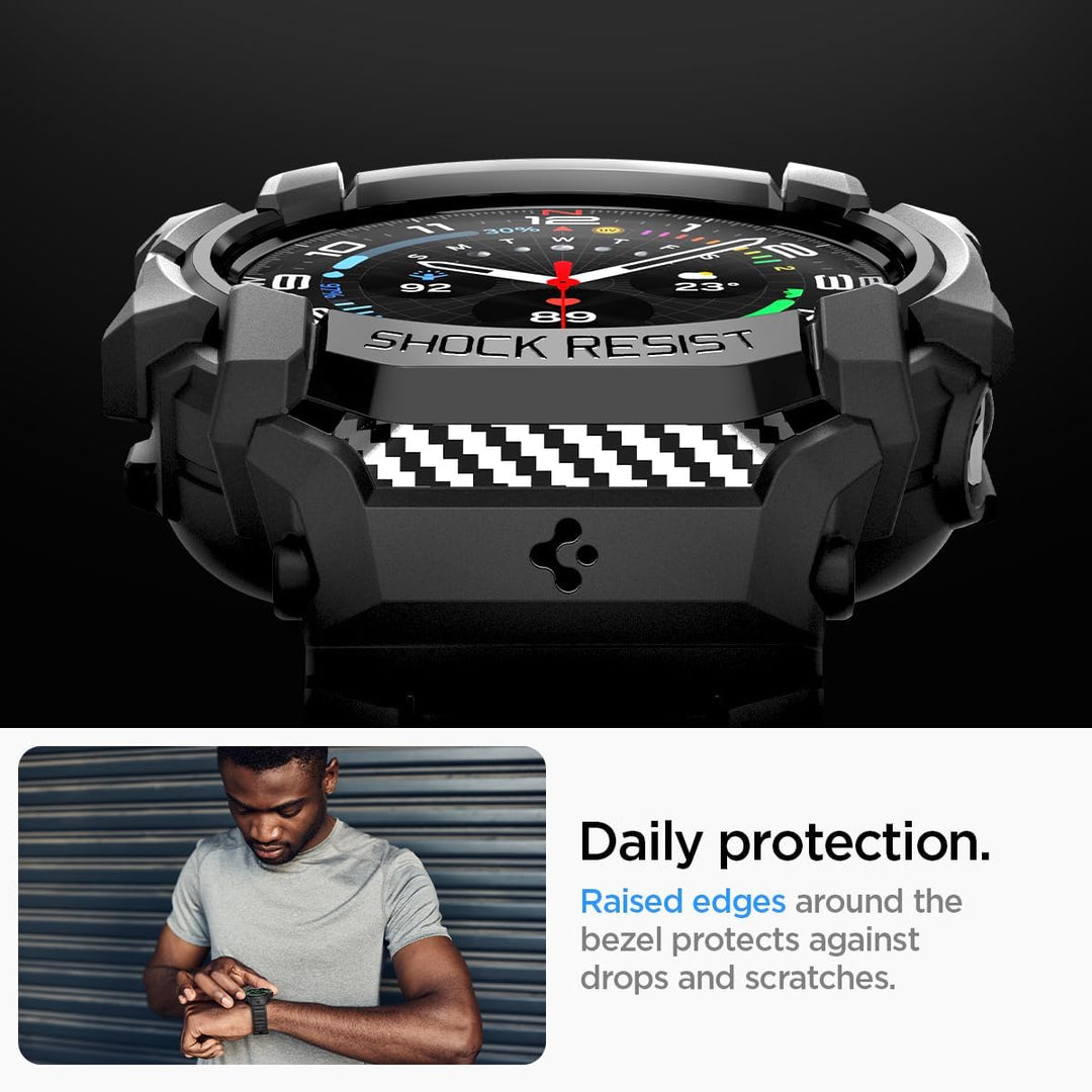 Spigen Rugged Armor Pro Hülle mit Band für Samsung Galaxy Watch Ultra 1 | TPU-Unibody-Hülle mit Armb