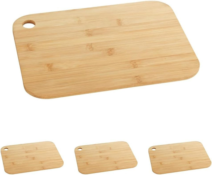 WENKO Schneidebrett Bambus M, beidseitig verwendbar, Brett mit Griffloch aus umweltfreundlichem, sch