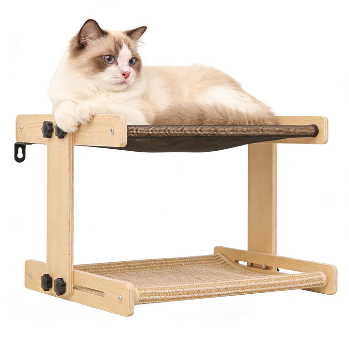 Fensterbett für Katzen - Holz Katzenmöbel Hängematte Indoor | Fensterbank-Bett mit Hängefunktion,Für