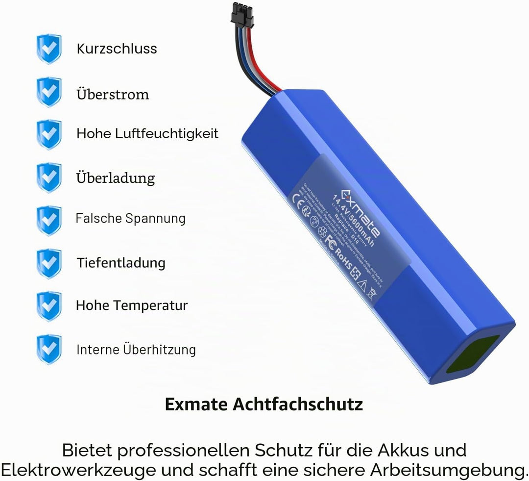 Exmate 14,4V 5600mAh Ersatzakku für Dreame D9 Pro D9 Max, L10 L10s D10 D10s Ultra/Pro/Plus/Z10 Pro,