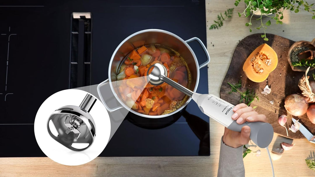 Bosch Hausgeräte Stabmixer ErgoMixx MSM66110, Edelstahl-Mixfuss, Mix- und Messbecher, 2 Geschwindigk