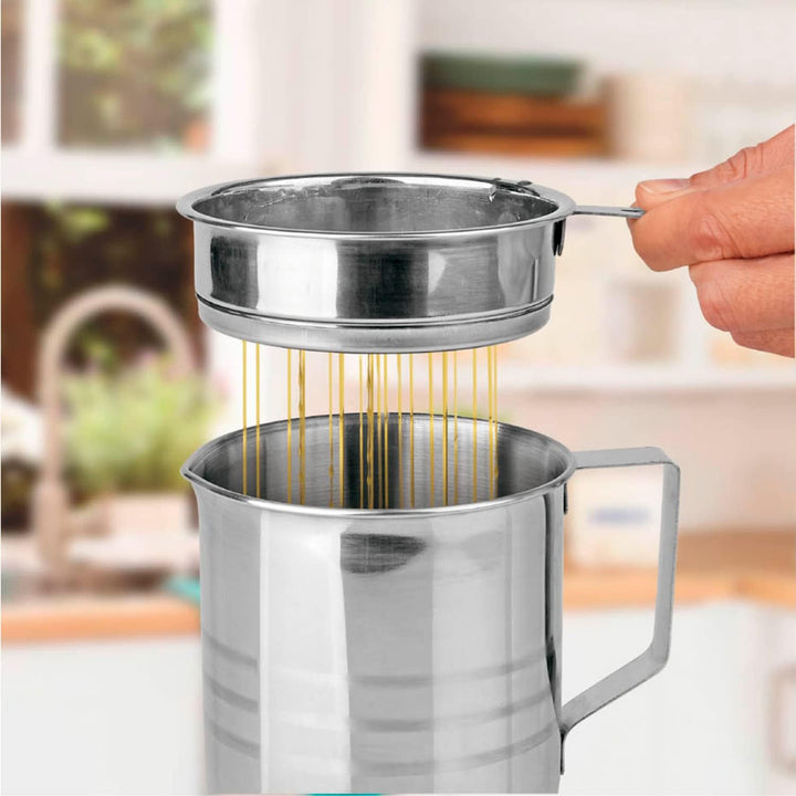 TIENDA EURASIA - Fettpfanne mit feinmaschigem Filter, Ø 10 cm, Fassungsvermögen 800 ml, Edelstahl, B