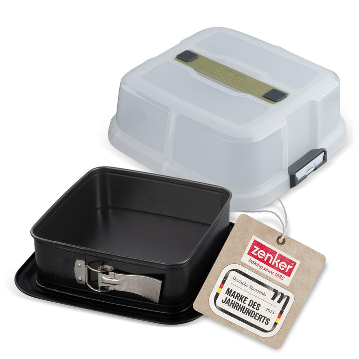 Zenker Bake, Click & Go Quadratische Springform mit Haube – 24 x 24 x 8 cm – Backform mit passendem