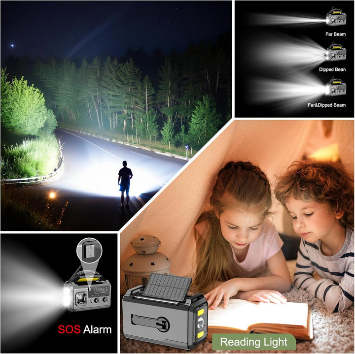 LIFOCI Kurbelradio - 27000mAh Notfallradio mit Kurbel und Solar, Tragbar Solar Notfall Radio mit AM/