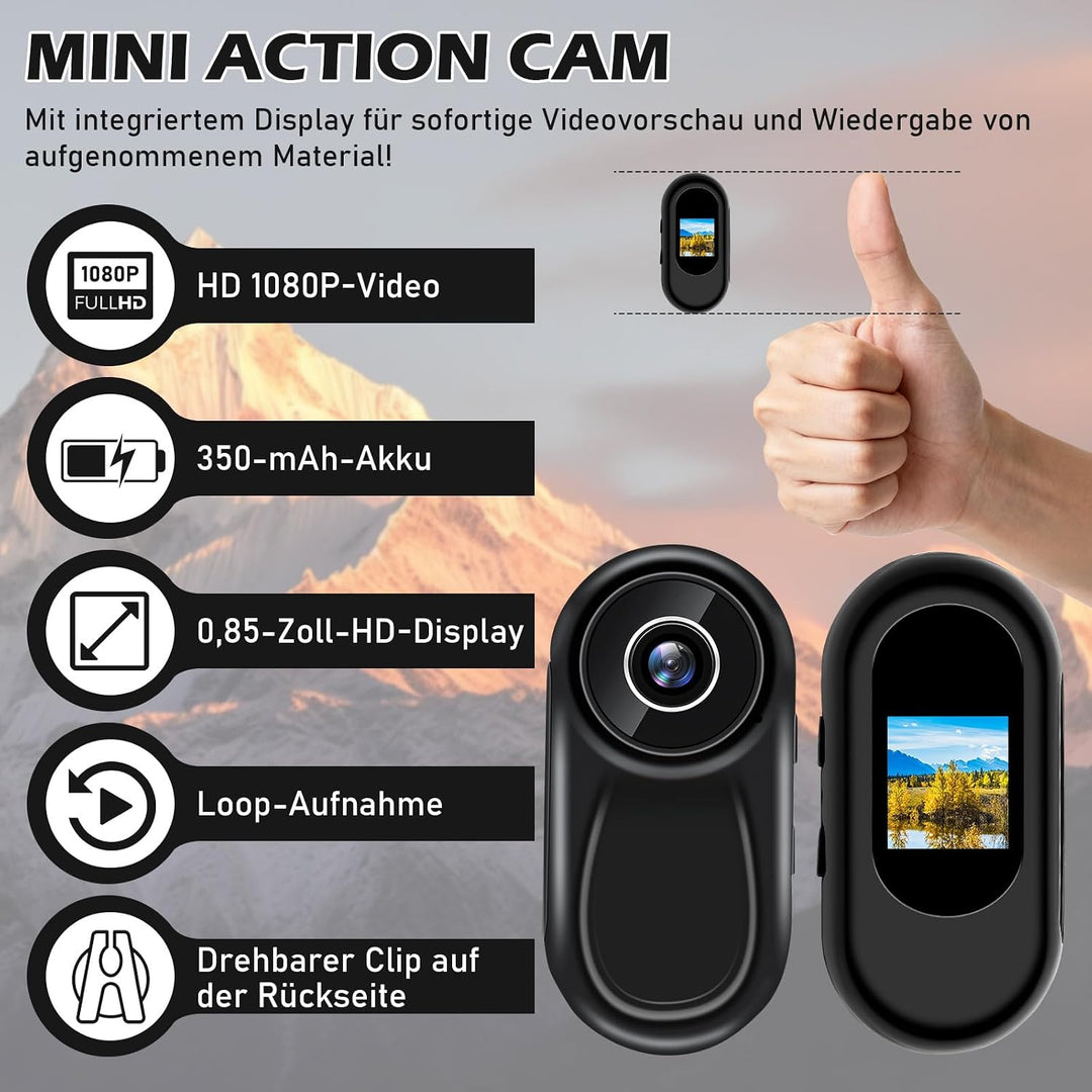 Mini-Actionkamera, HD-1080p-Sport-Actionkamera, 120° Helm-Actionkamera | Action Cam mit Magnetbefest