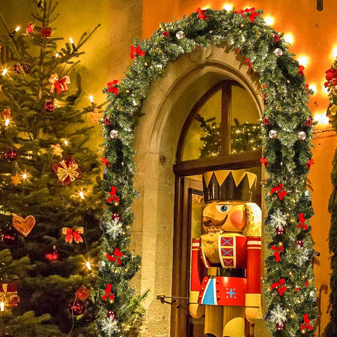 Jopassy 500CM Weihnachtsgirlande mit Beleuchtung, Tannengirlande mit Leicht, Künstliche Kranzdekorat