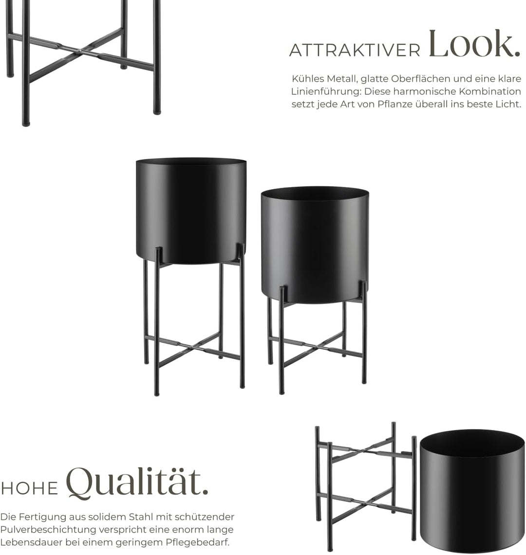 tectake® Pflanzenständer 2er Set, Blumenständer, Metall Blumentopf, abnehmbare Übertöpfe, Blumentöpf
