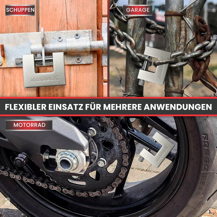 Maudex® MDP/90 [10 Schlüssel] Container-Vorhängeschloss Heavy Duty Outdoor - [Anti-Bohrer, Anti-Pick