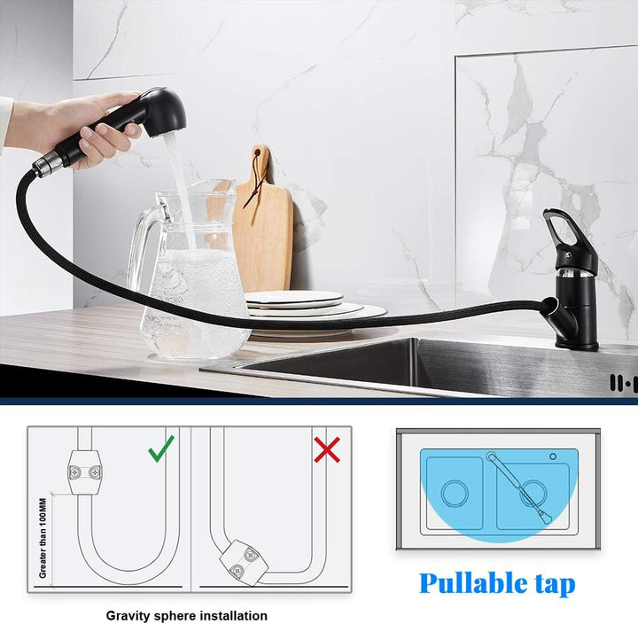 BONADE Ausziehbare Küchenarmatur mit Dual-Spülbrause, Wasserhahn 360° Drehbare Spültischarmatur, Hoc