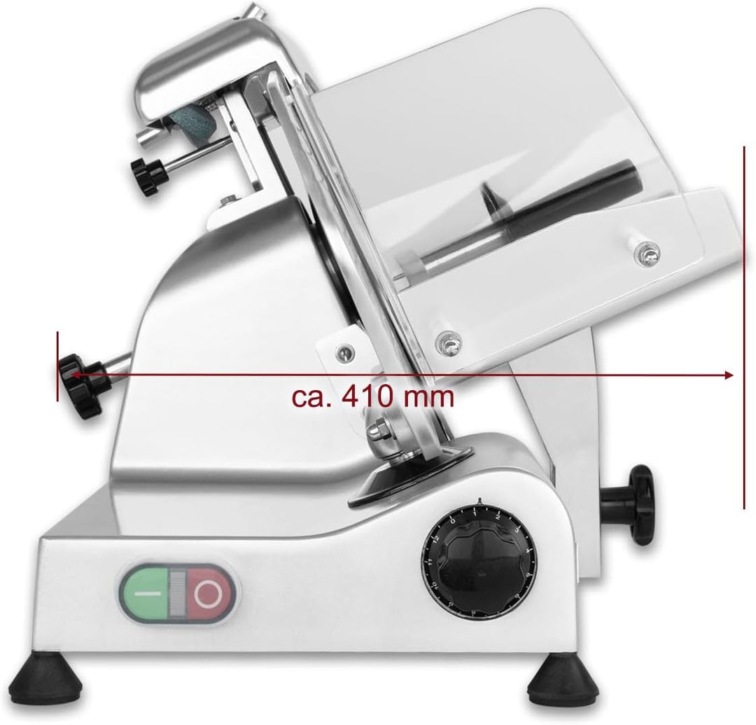 Beeketal 'Profi 250' Aufschnittmaschine mit Ø 250 mm Spezialmesser (glatte Schneide), Schnittstärke