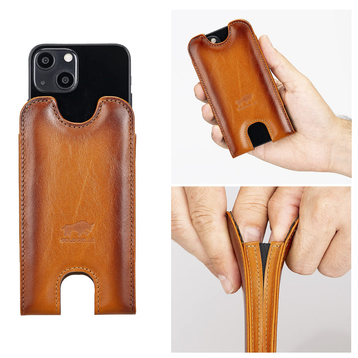 Solo Pelle Lederhülle für das iPhone 12 Mini + 13 Mini bis 5,4 Zoll Case Leder Hülle Ledertasche aus