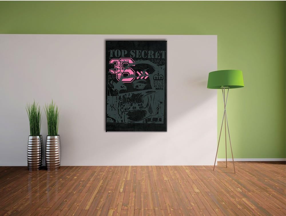 Dark Top secret black Bild auf Leinwand, XXL riesige Bilder fertig gerahmt mit Keilrahmen, Kunstdruc