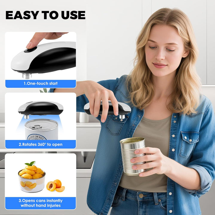 Elektrischer Dosenöffner USB-wiederaufladbarer Dosenöffner - Batteriebetrieben, Automatischer Ein-Ta