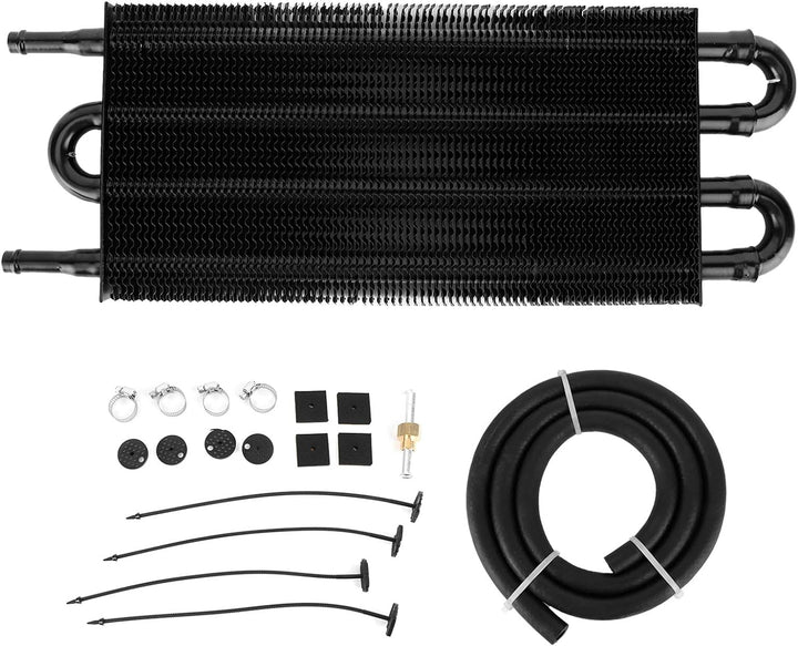 BOROCO Universal-Ölkühler-Kühler-Kit, 4-reihiges Aluminium-Ölkühler-Getriebe-Servolenkungs-Kühler-Ko