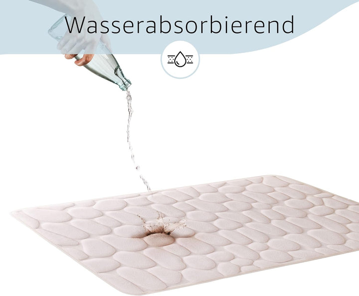 Amago - Mikrofaser Badteppich, Steinoptik 100 prozent PES, 50 x 80 cm - Creme Creme 50 x 80 cm, Crem