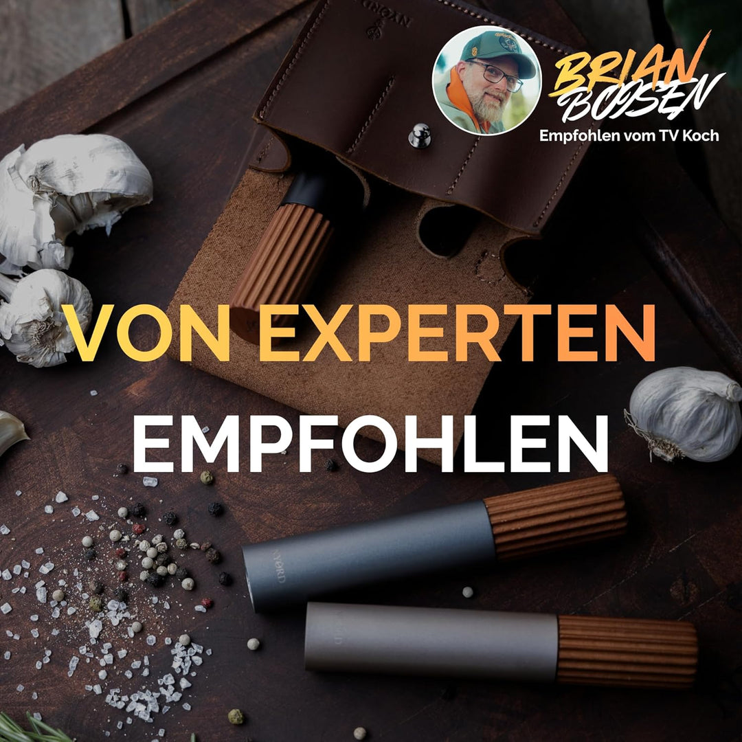 NYORD 3er Set Gewürzmühlen – Schwarz, Champagner & Grau, Salz und Pfeffermühle, Manuelle Mühlen mit