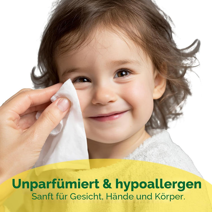 Mini Reise Feuchttücher – Baby Feuchttücher Reisegrösse, 99% Wasser, unparfümiert &amp; hypoallergen, fü
