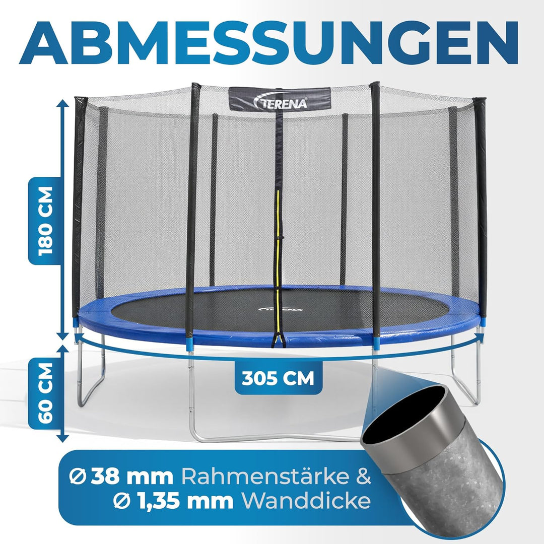 Terena Trampolin mit Sicherheitsnetz Gartentrampolin 305 cm, 305 cm