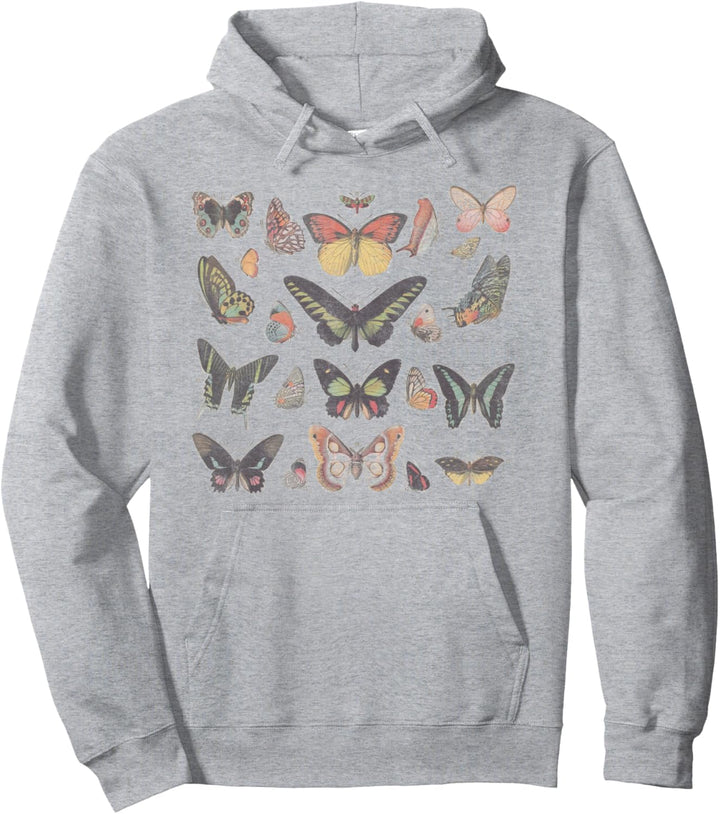 Trendy Collage Of Butterflies Distressed Pullover Hoodie