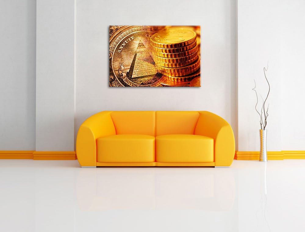 Illiminati Gold Format: 100x70 auf Leinwand, XXL riesige Bilder fertig gerahmt mit Keilrahmen, Kunst