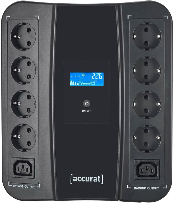 Accurat UPS Unterbrechungsfrei Stromversorgung Flux850-850VA/510W, AVR, LCD, AC, 2 Schuko-Steckdose,