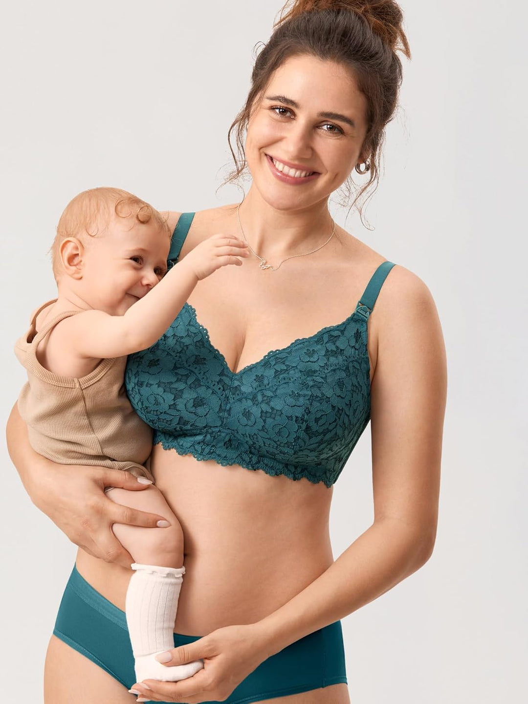 MOMANDA Damen Pump Still BH ohne Bügel Spitzen Schwangerschafts Stillen BHS Mutterschaft Soft Bequem