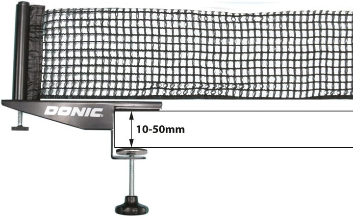Donic-Schildkröt Tischtennisnetz Rallye, robuste Wettkampf-Netzgarnitur, verstellbares Baumwollnetz,