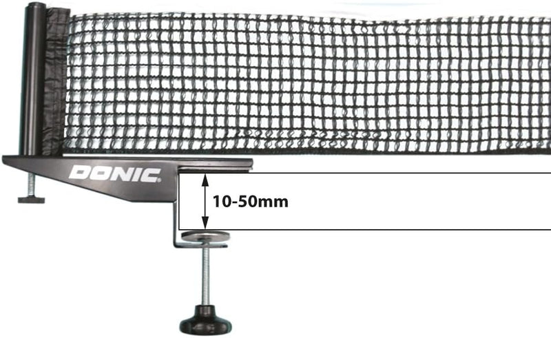 Donic-Schildkröt Tischtennisnetz Rallye, robuste Wettkampf-Netzgarnitur, verstellbares Baumwollnetz,