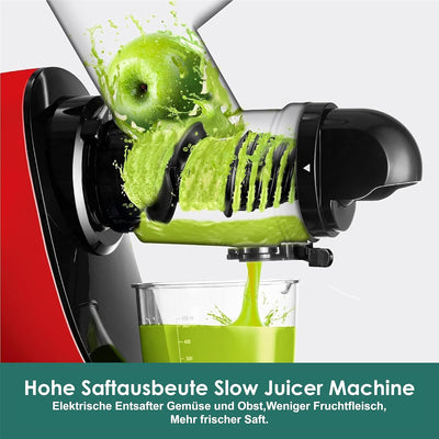 Fretta Masticating Juicer Slow Juicer Entsafter Gemüse und Obst Schwarz, 200W Obstpresse Elektrisch