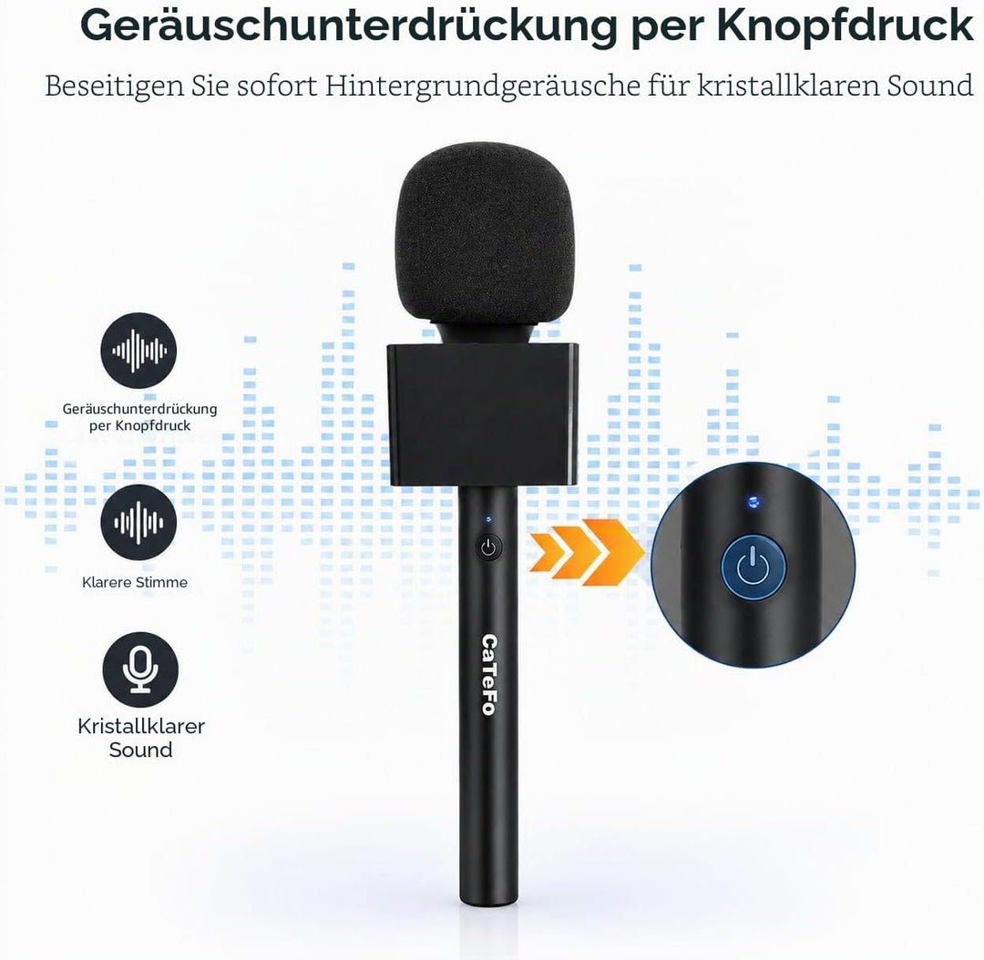 Kabelloses Handmikrofon mit 200 m Reichweite, 60 Stunden Akku, Ein-Klick-Rauschunterdrückung & Unive