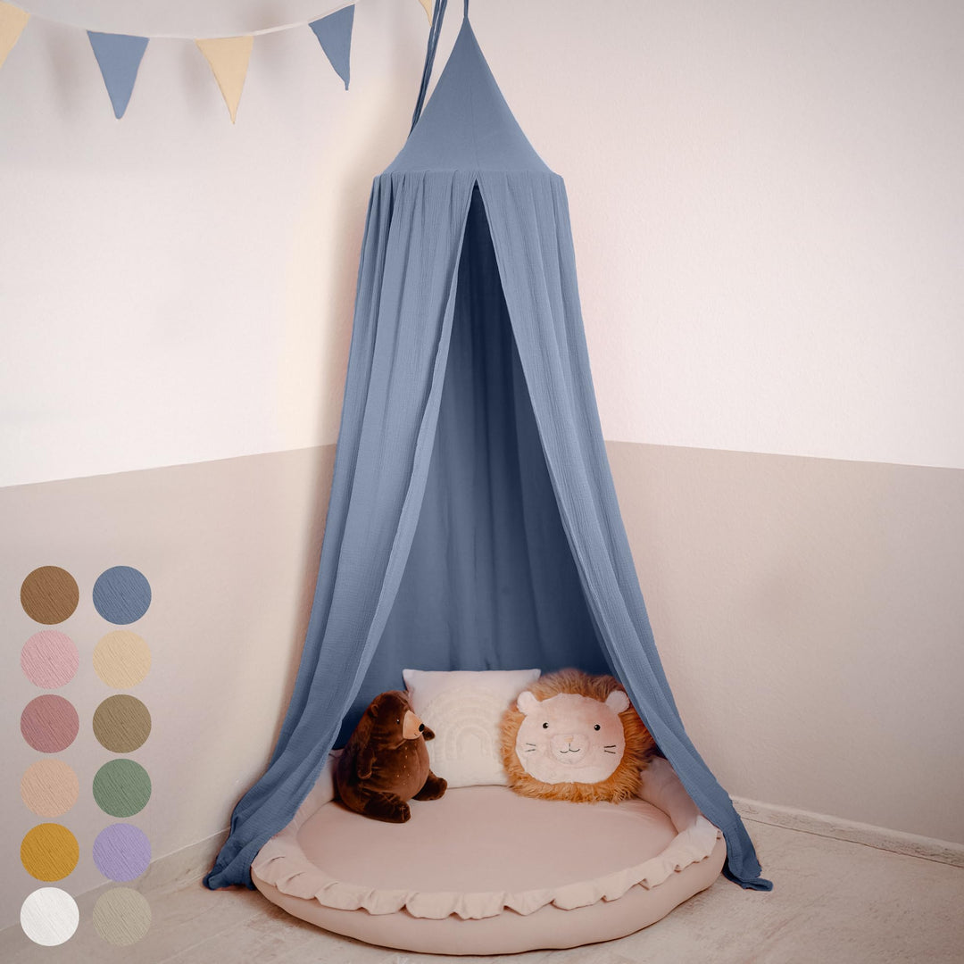 Baldachin Kinderzimmer [in 12 Farben] - Betthimmel aus 100% Baumwolle Musselin Handmade für Mädchen