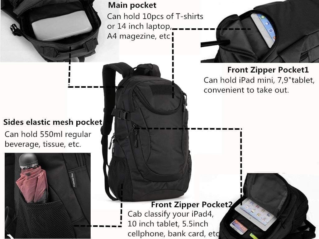 Militär Rucksack Molle Taktische Motorrad Wanderrucksack Outdoor Wasserdicht Trekkingrucksack 25L Ca