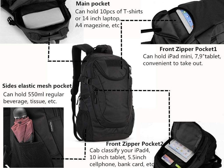 Militär Rucksack Molle Taktische Motorrad Wanderrucksack Outdoor Wasserdicht Trekkingrucksack 25L Ca