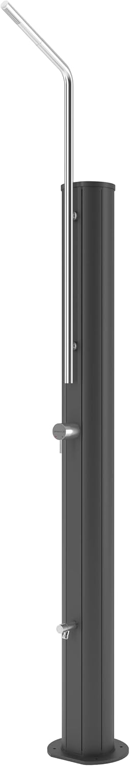 Gre SS30S - Solardusche für den Aussenbereich. Gartendusche aus schwarzem Aluminium mit silberner De
