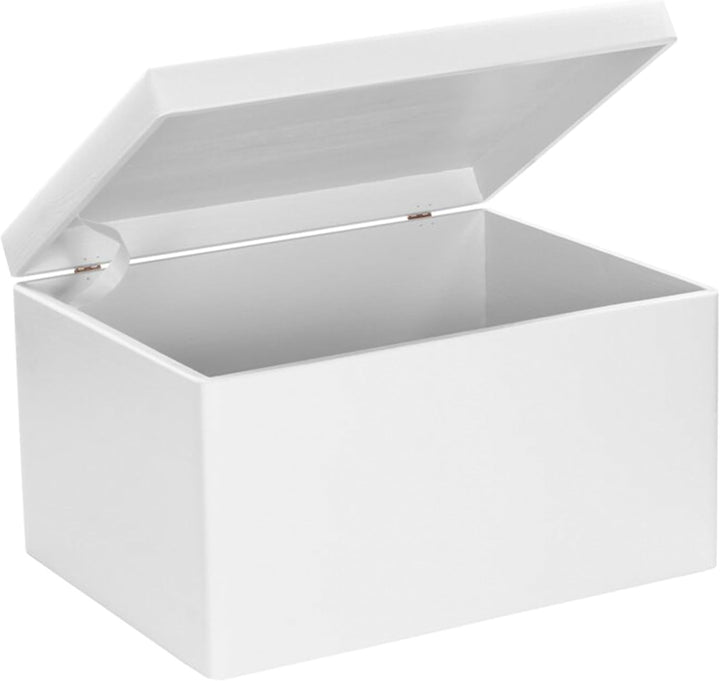 LAUBLUST Holzkiste mit Deckel - 40x30x24cm, Weiss, FSC® - Aufbewahrungskiste | Erinnerungsbox | Bast