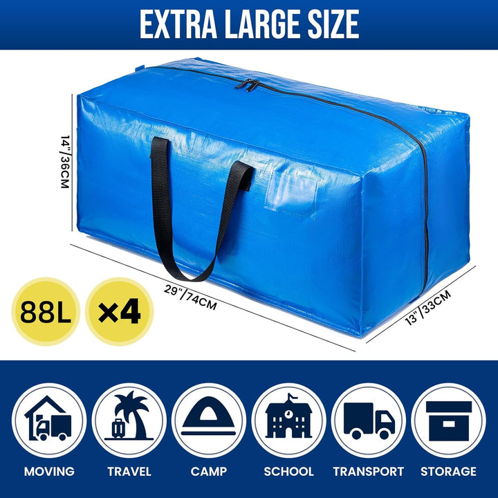 TAILI Blue Heavy Duty Moving Bags, Kleideraufbewahrungstaschen mit stabilem Reissverschluss und star
