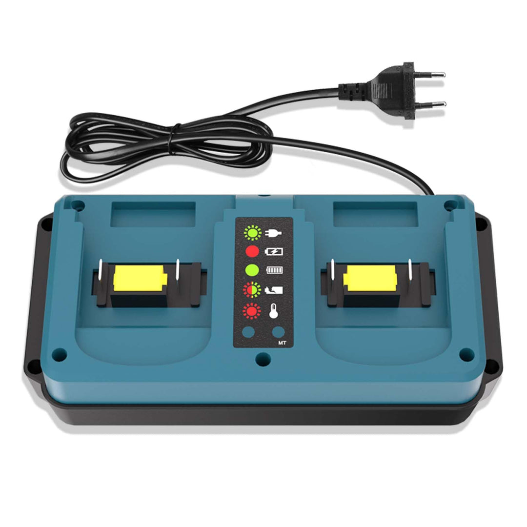 KUNLUN Dual Port Ladegerät für Makita 18V Akku, Ersatz DC18RD Ladegerät kompatibel mit Makita 14,4v-