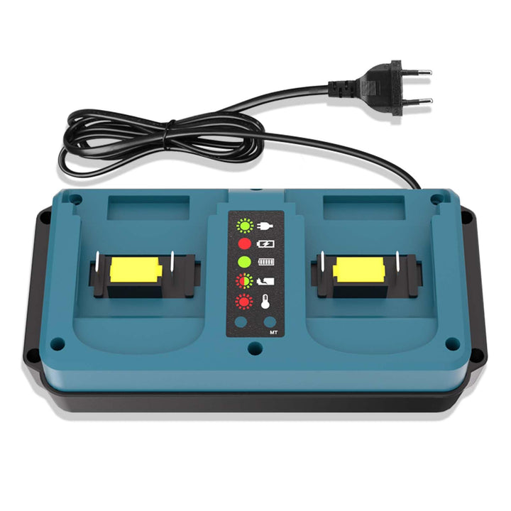 KUNLUN Dual Port Ladegerät für Makita 18V Akku, Ersatz DC18RD Ladegerät kompatibel mit Makita 14,4v-