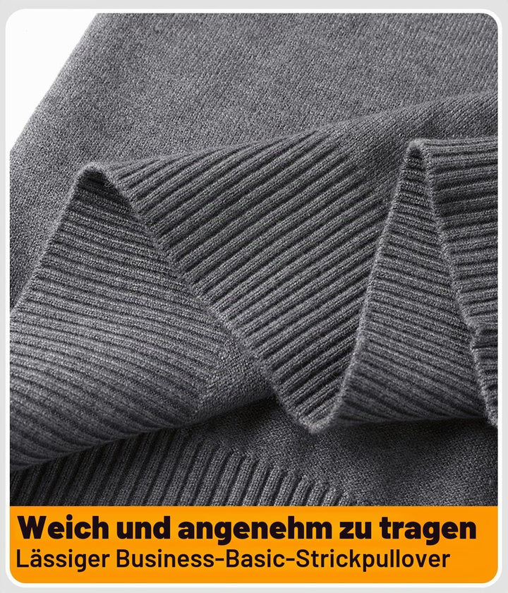 Herren Strick Pullover V Ausschnitt Strickpullover Feinstrick Mock Hemdkragen Strickwaren Lange Ärme
