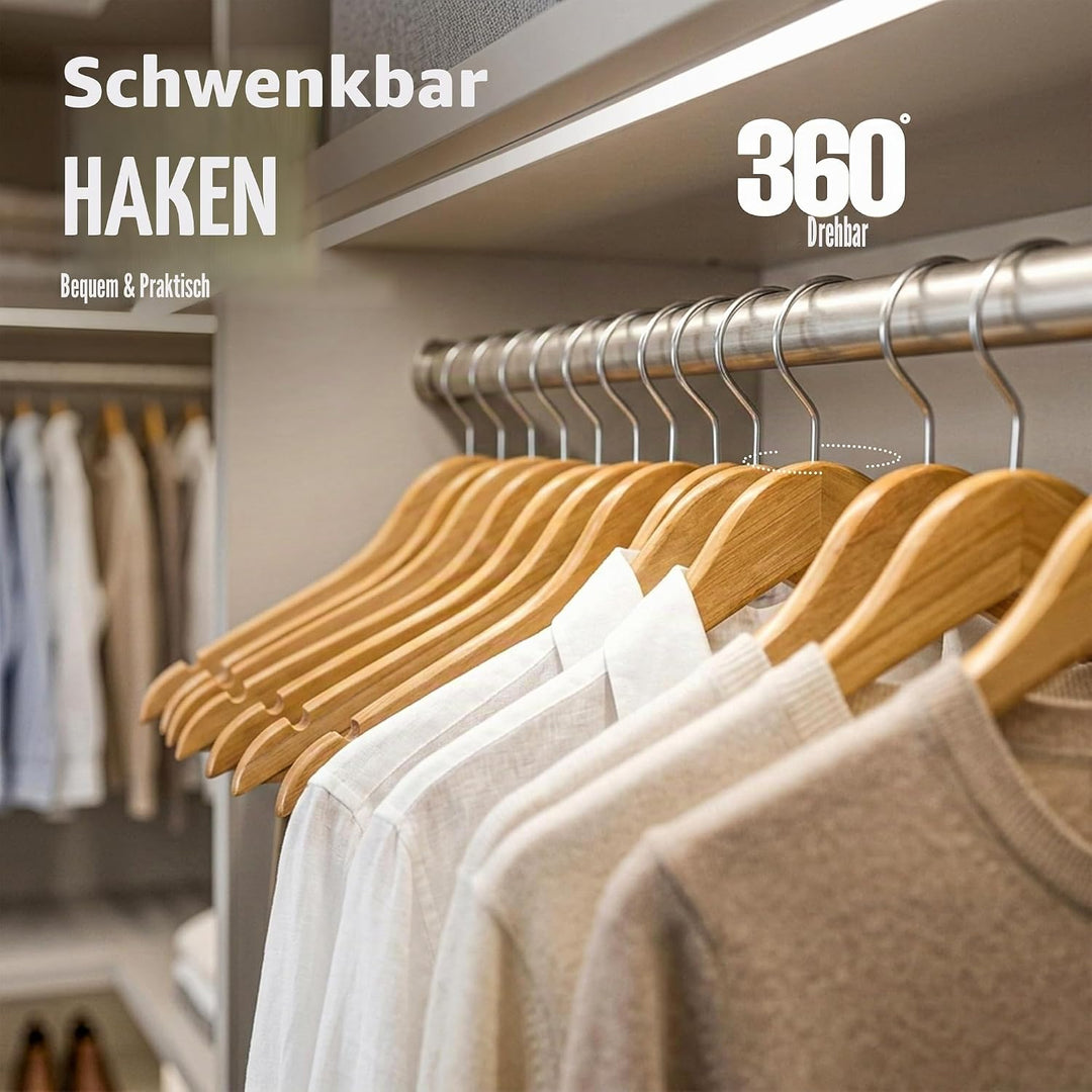 Utopia Home Premium Kleiderbügel Holz 20 Stück, Holzbügel mit 360 Grad Drehbarem Haken, Rutschfester