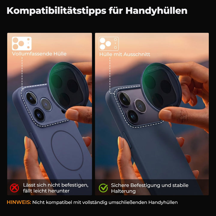K&amp;F CONCEPT Snap-On ND2-32 Filter kompatibel mit iPhone 17 Pro/Pro Max | Dunkelblau, 11,2g extrem Le