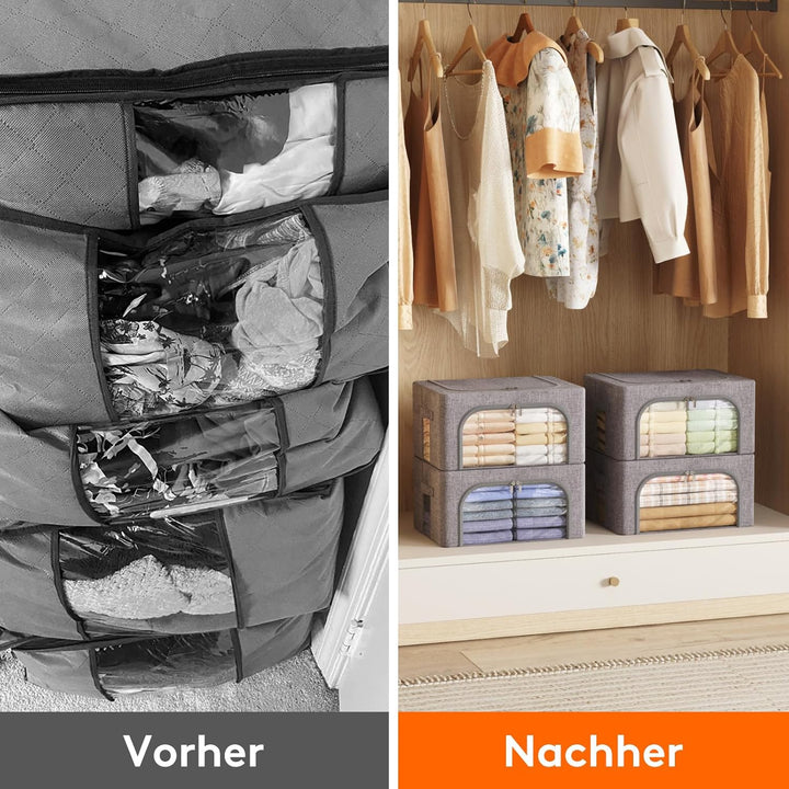 Lifewit 25L Aufbewahrungsbox mit Deckel, Kleidung Aufbewahrung, Faltbare Kleideraufbewahrung mit Met