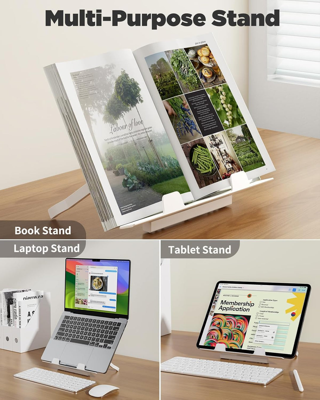 SAIJI Klappbarer Bett-Schreibtisch für Laptop, Essen, Frühstück, Schreiben, Gaming, extra gross, 65x