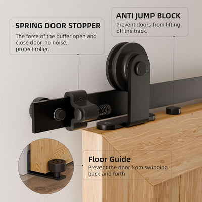 CCJH 1.8m/6ft Schiebetürbeschläge Schiebetüren Schiebetürsystem Komplettset Laufschiene Rollen Set S